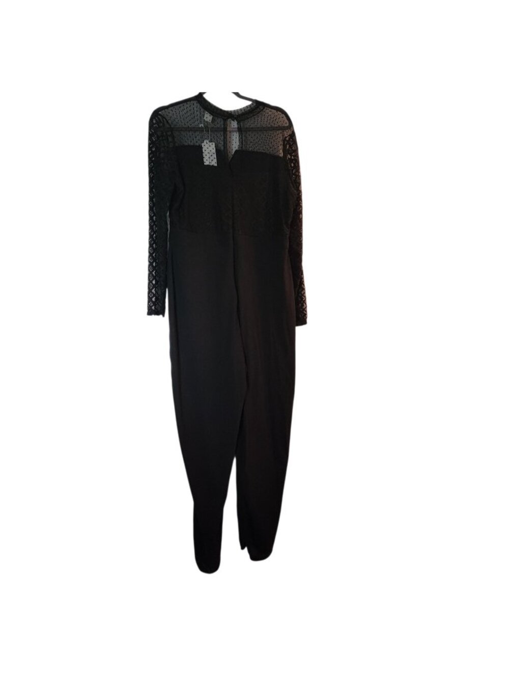 NWT Lost Ink Black Mesh Lace Wide Leg Jumpsuit Plus 1X